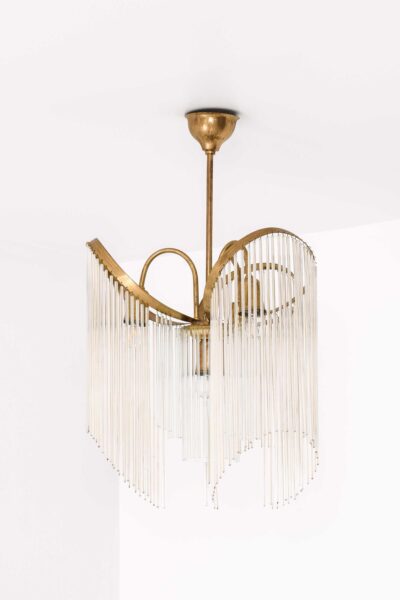 Art Deco ceiling lamp in brass and glass at Studio Schalling