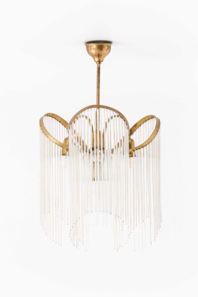 Art Deco ceiling lamp in brass and glass at Studio Schalling